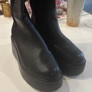 Black Platform Knee High Boots